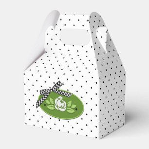 Polka Dot Roses White-Gable Party Favor Box