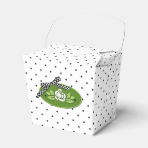 Polka Dot Roses White-Take Out Party Favor Box