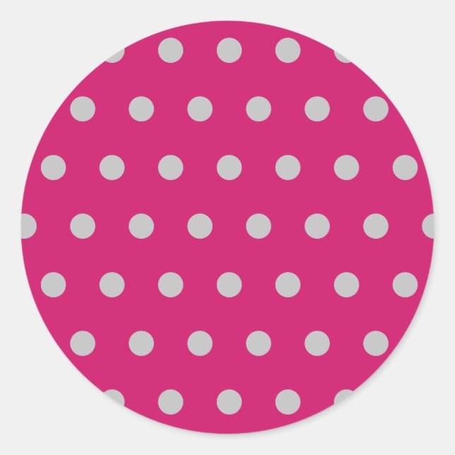 Polka Dot Round Stickers (Hot Pink & Gray) (Front)