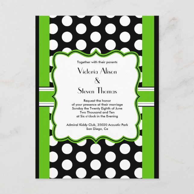 Polka Dot Save The Date Invite Postcard (Front)