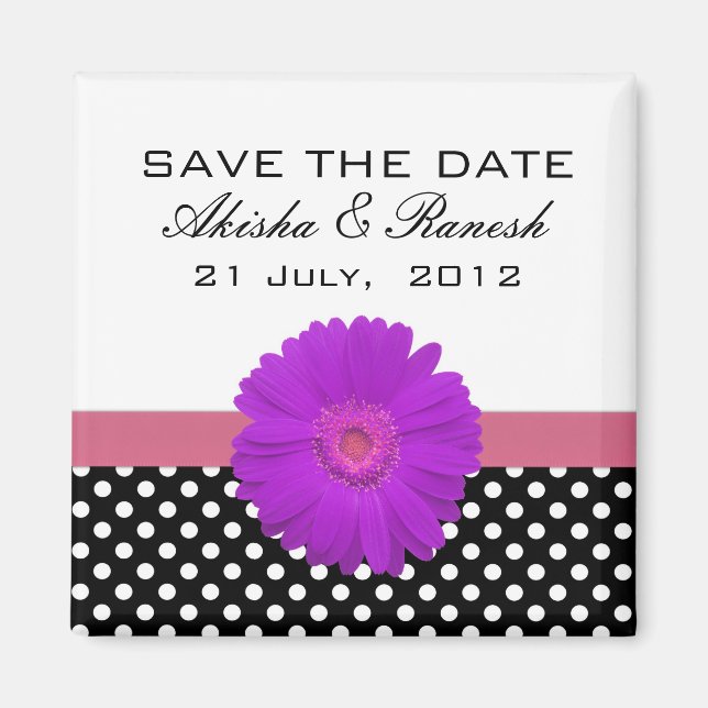 Polka Dot Save the Date Wedding Announcement Magnet (Front)