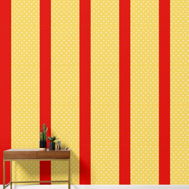 Polka Dot Scarlet Bell Peel and Stick Wallpaper Wallpaper (Hallway)