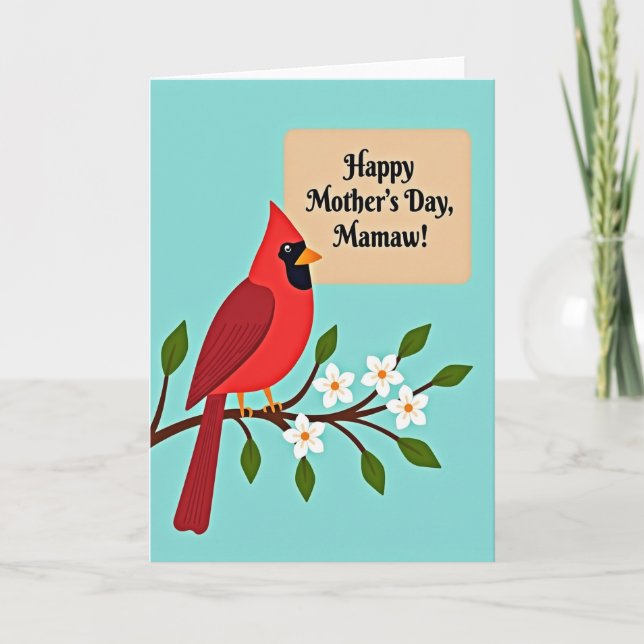 Polka Dot Scarlet Bird Card (Front)