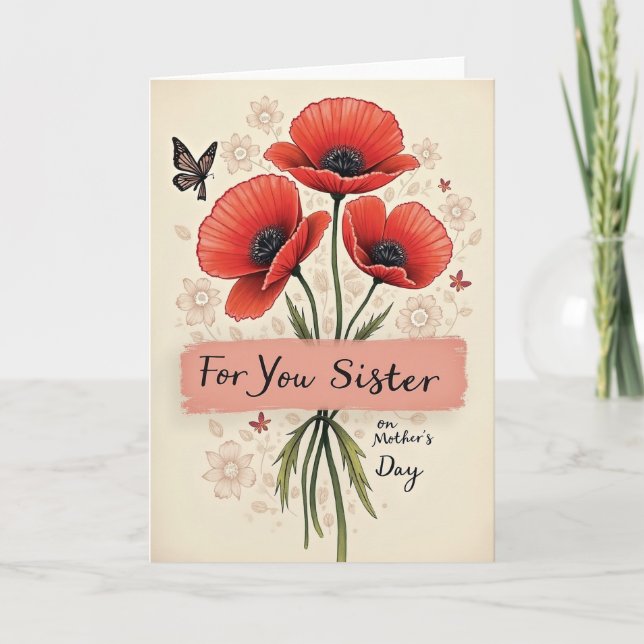 Polka Dot Scarlet Blooms Affection Card (Front)