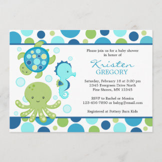 Polka Dot Sea Baby Shower Invitations │ Blue
