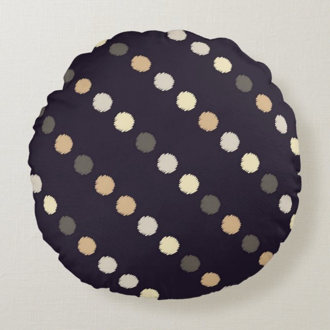 Polka dot seamless pattern. Scribble texture. Text Round Pillow (Front)