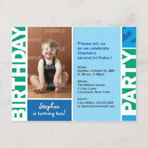 Polka Dot Second Birthday Party Invitation Postcard