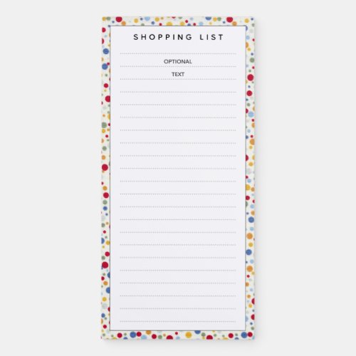 Polka Dot Shopping List Magnetic Notepad