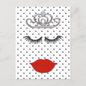 Polka Dot Shower Where's My Lipstick Tiara Party Postcard (Front)