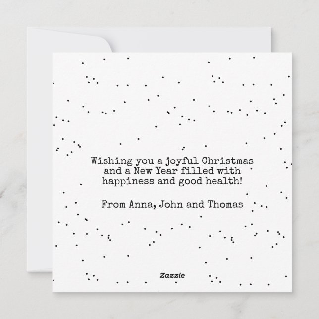 Polka Dot Simple Black White Minimalist Christmas  Holiday Card (Back)