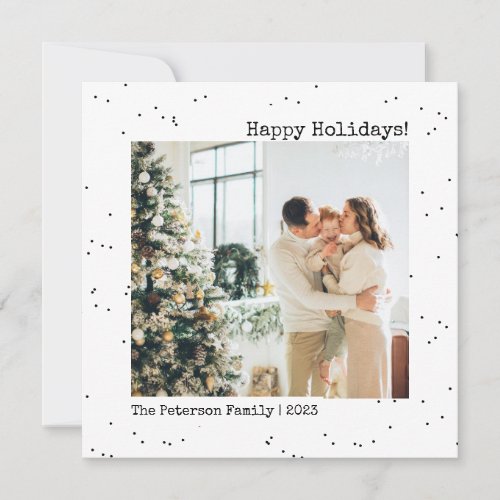 Polka Dot Simple Black White Minimalist Christmas  Holiday Card