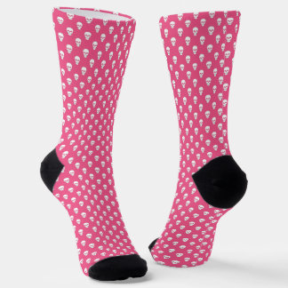 Polka Dot Skulls on Pink Socks