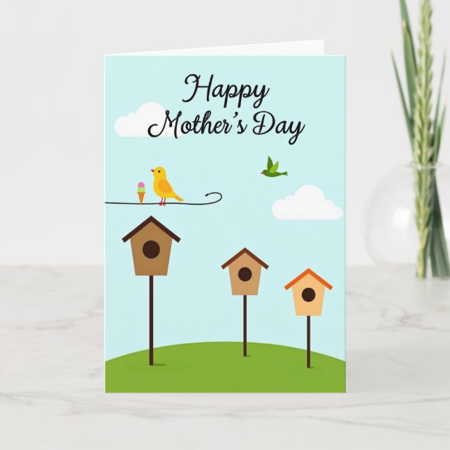 Polka Dot Sky Bird Card (Front)