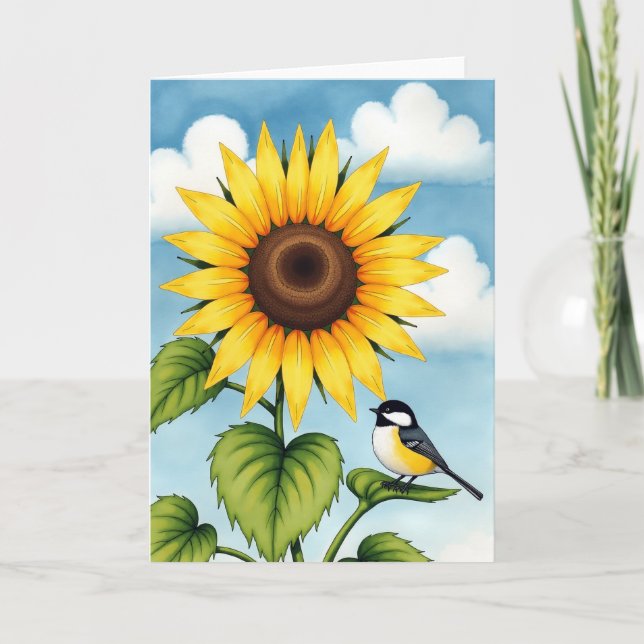 Polka Dot Sky Summer Bloom Card (Front)