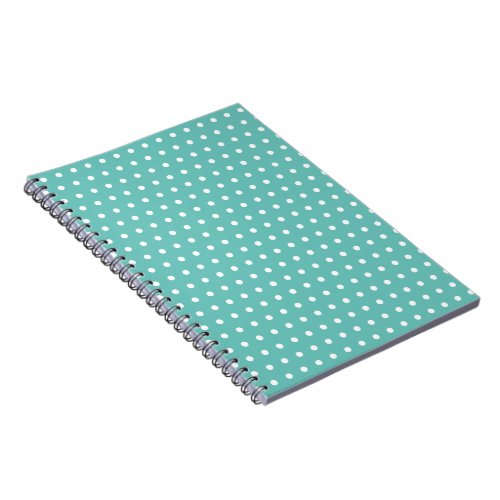 Polka Dot Spiral Notebook Aqua  White