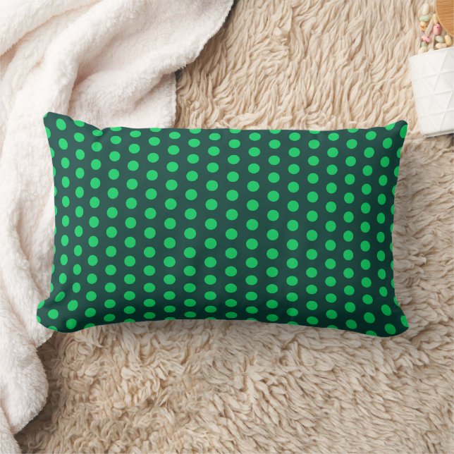 Polka Dot Spots Emerald Green Tones Lumbar Pillow (Blanket)