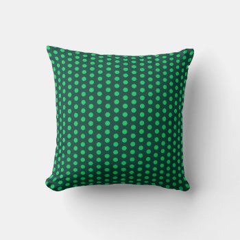 Polka Dot Spots Emerald Green Tones Throw Pillow by Flissitations at Zazzle