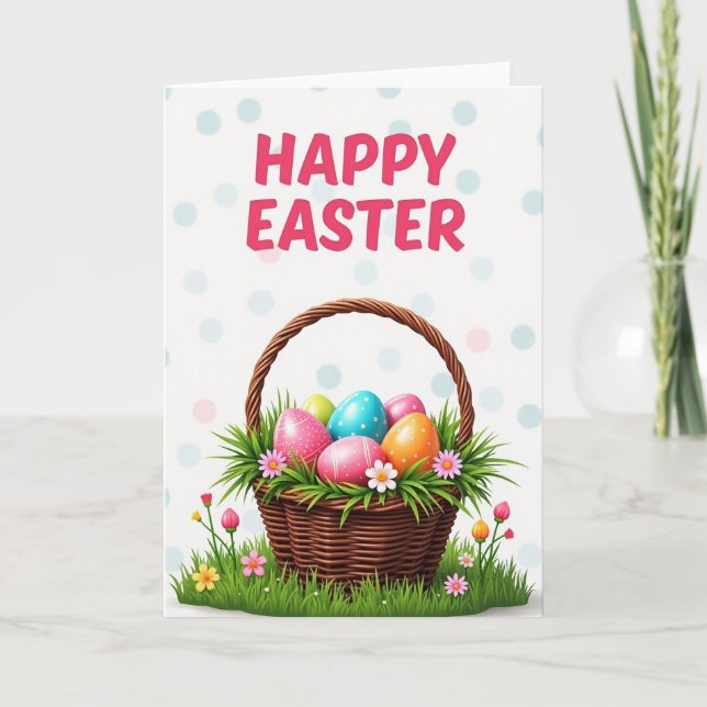 Polka Dot Spring Basket Card (Front)
