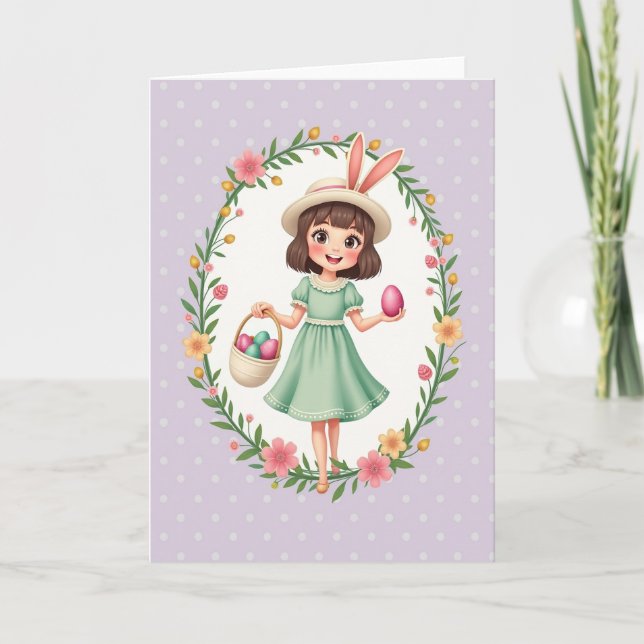 Polka Dot Spring Girl Card (Front)