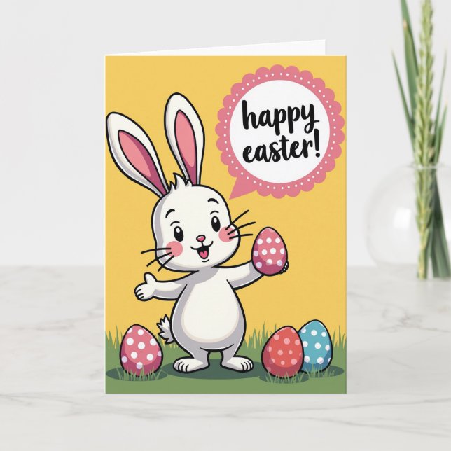 Polka Dot Spring Rabbit Card (Front)