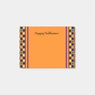 Polka Dot Squares Halloween Pumpkin Pattern Post-it Notes