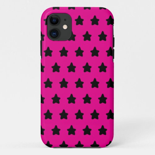 Polka dot stars _ black  pink iPhone 11 case