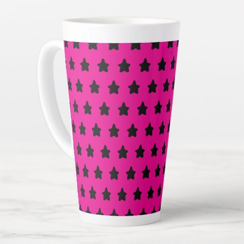 Polka dot stars _ black  pink latte mug