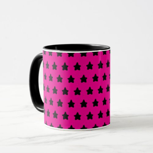 Polka dot stars _ black  pink mug