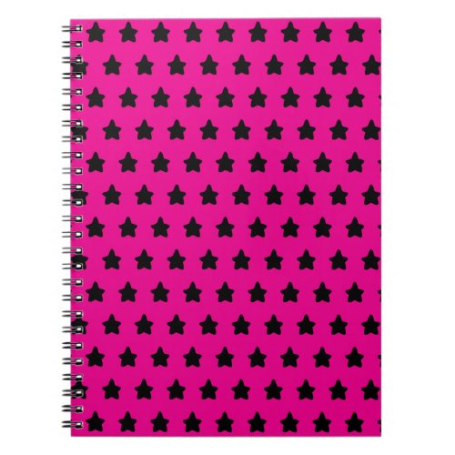 Polka dot stars _ black  pink notebook