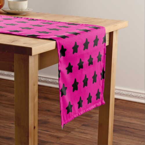 Polka dot stars _ black  pink short table runner