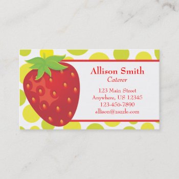 Polka Dot Strawberry Business Card Calling Card by GemAnn at Zazzle