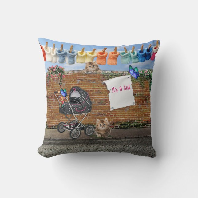 Polka-Dot Street Art Scene Throw Pillow (Front)