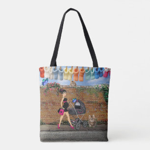 Polka-dot Street Art Scene Tote Bag