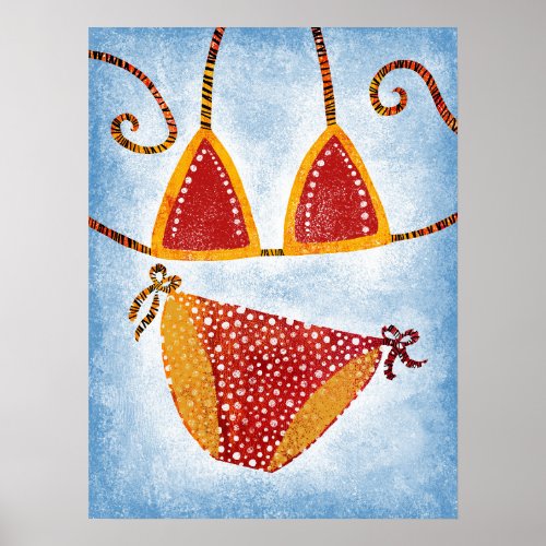 Polka Dot String Bikini Poster Wall Art
