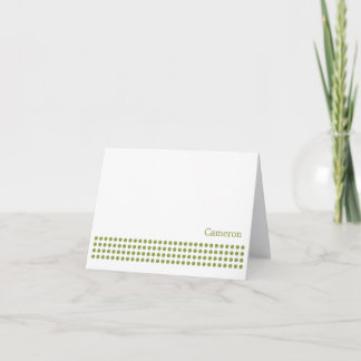 Polka Dot Stripe Blank Note Card-pear green Thank You Card