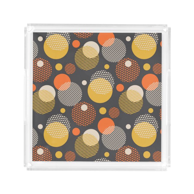 Polka Dot Stripe Pattern Acrylic Tray (Front)