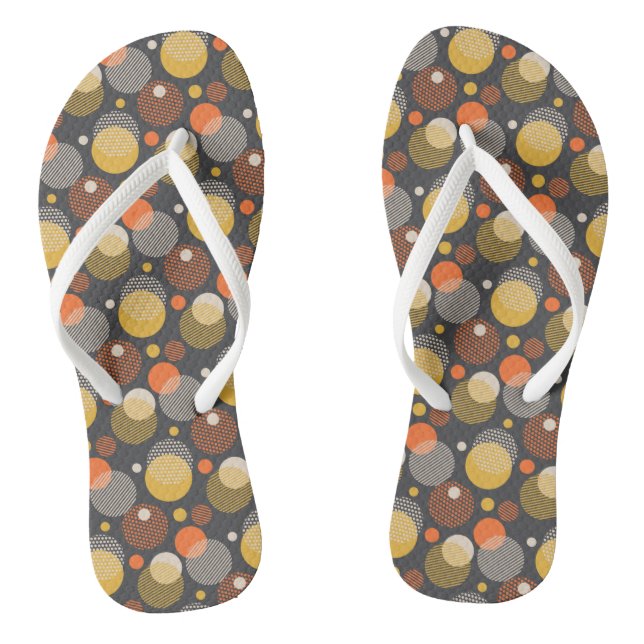 Polka Dot Stripe Pattern Flip Flops (Footbed)