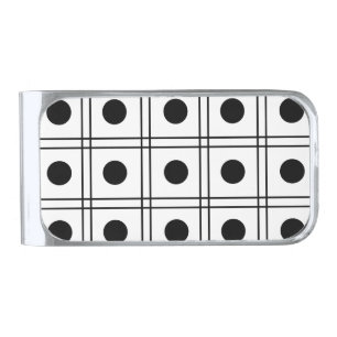 Polka Dot Stripes Silver Finish Money Clip