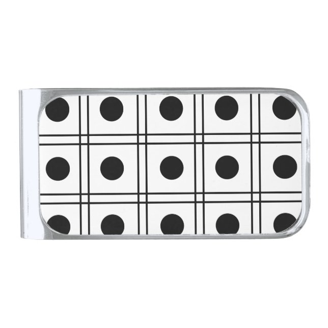 Polka Dot Stripes Silver Finish Money Clip (Front)