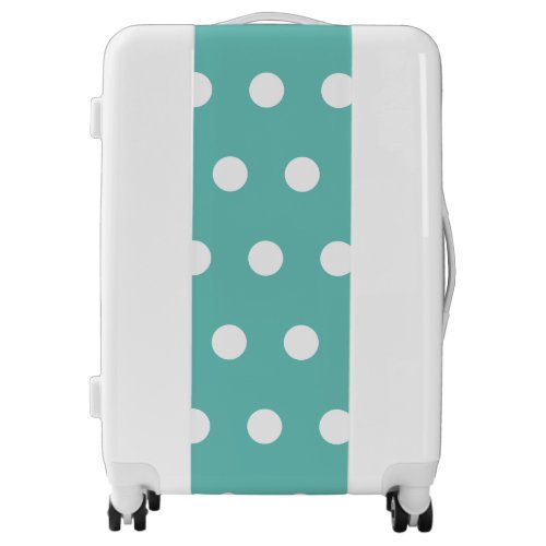 Polka Dot Suitcase Aqua  White