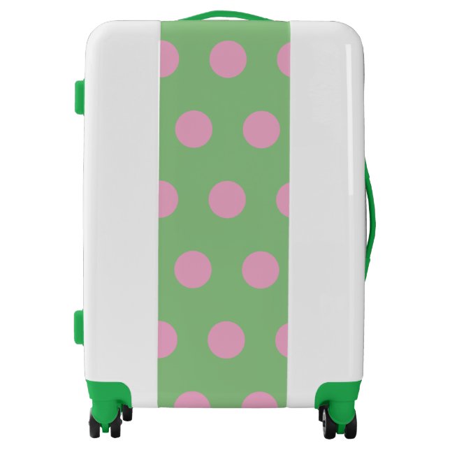 Polka Dot Suitcase (Sage Green & Pastel Pink) (Front)