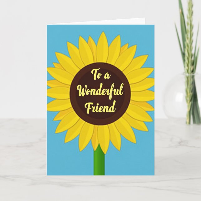 Polka Dot Sunflower Friend Card (Front)
