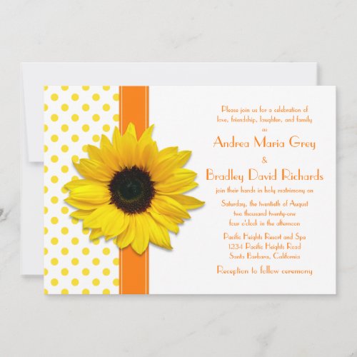 Polka Dot Sunflower Wedding Invitation