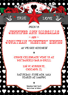 Rockabilly Invitations Announcements Zazzle Polka Dot Tattoo Rockabilly Wedding Invitation