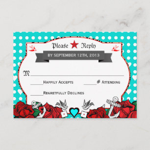 Polka Dot Tattoo Rockabilly Wedding Rsvp Card