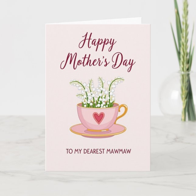 Polka Dot Tea Cup Thank You Card (Front)