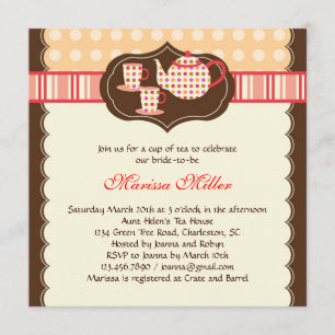 Polka Dot Tea Pot Bridal Shower Invitation