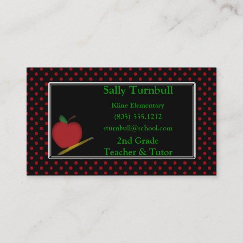 Polka Dot Teacher &amp; Apple Business Card