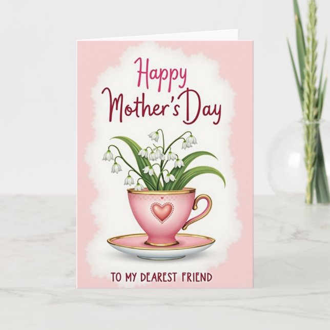 Polka Dot Teacup Floral Card (Front)