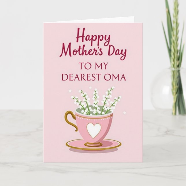 Polka Dot Teacup Greeting Card (Front)